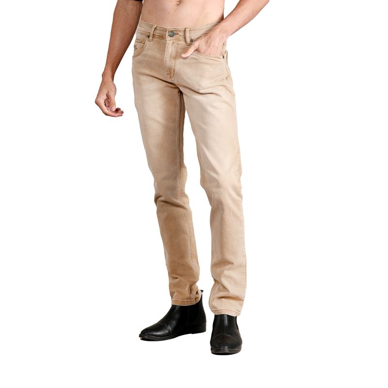 Cantabil Men Khaki Solid Casual Jeans (30)