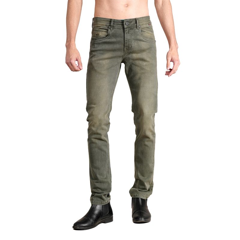 Cantabil Men Olive Green Solid Casual Jeans (30)