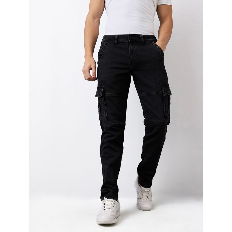 Spykar Men Black Regular Fit Mid Rise Cotton Casual Jeans (36)
