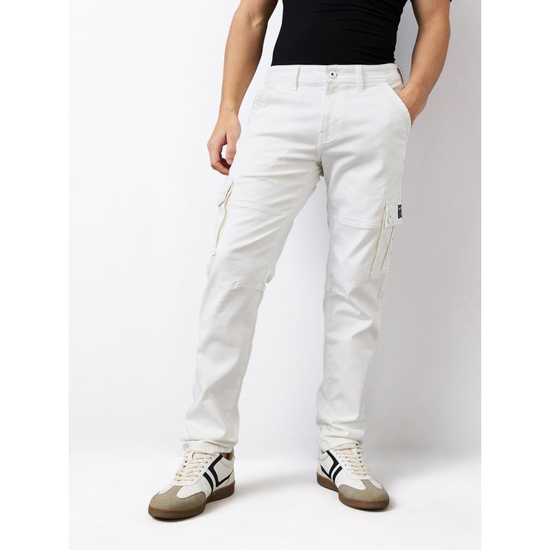 Spykar Men White Regular Fit Mid Rise Cotton Casual Jeans (28)