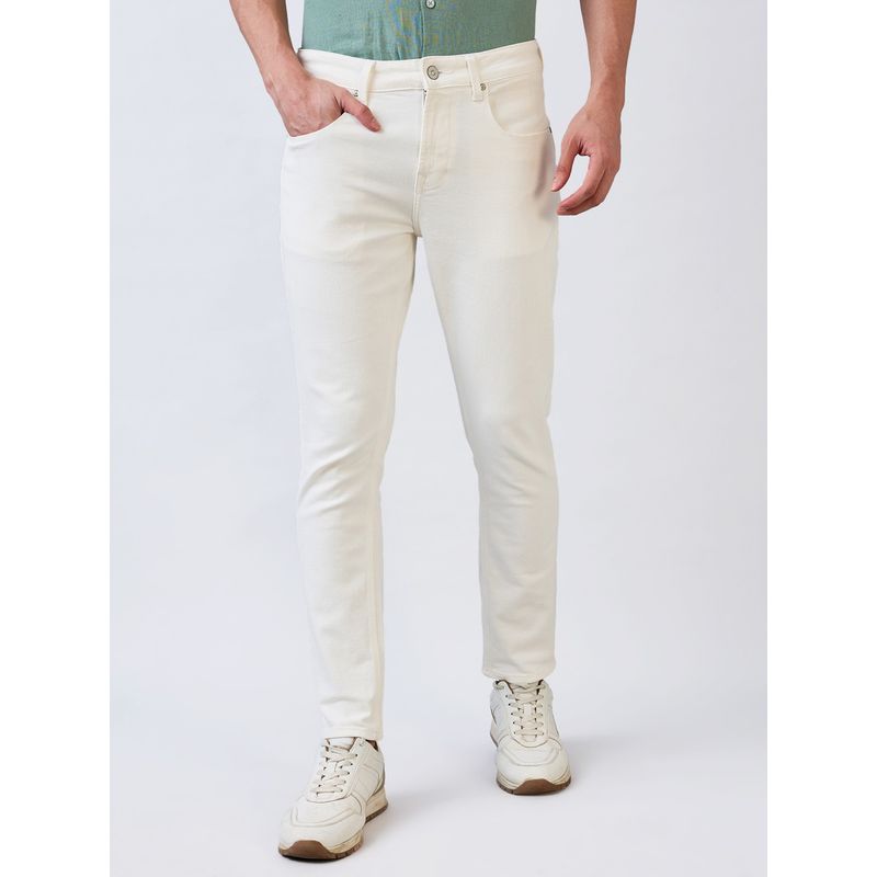 Spykar Men White Slim Fit Mid Rise Cotton Casual Jeans (36)