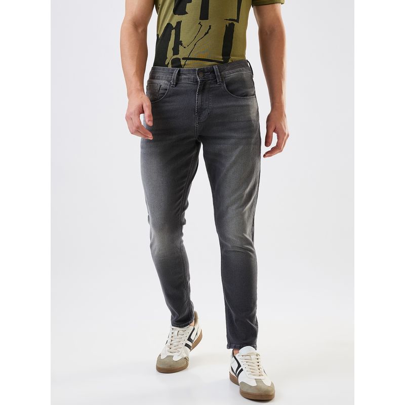 Spykar Men Grey Slim Fit Mid Rise Cotton Casual Jeans (32)