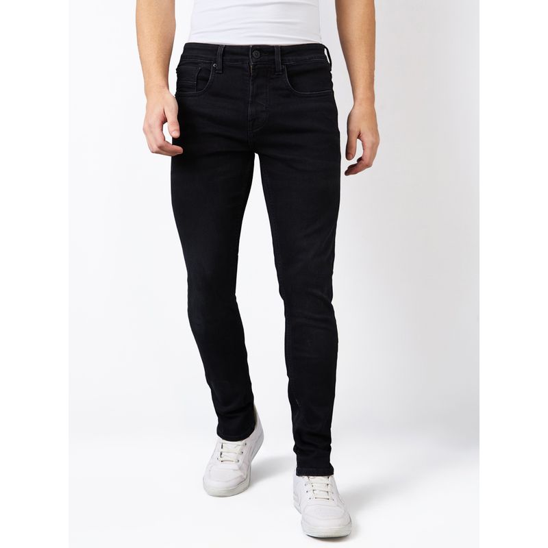 Spykar Men Black Regular Fit Mid Rise Cotton Casual Jeans (38)