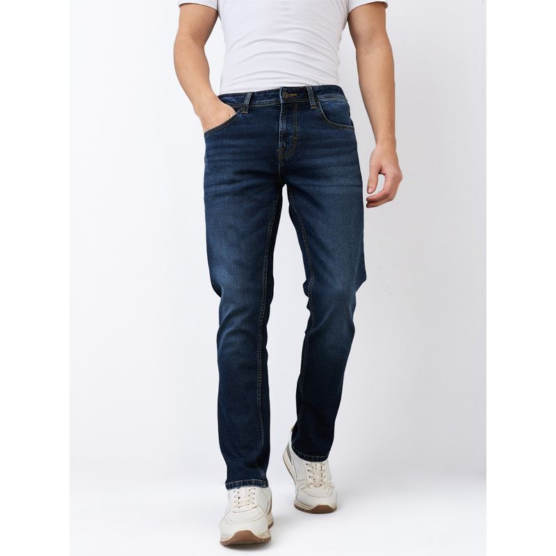 Spykar Men Blue Regular Fit Mid Rise Cotton Casual Jeans (38)