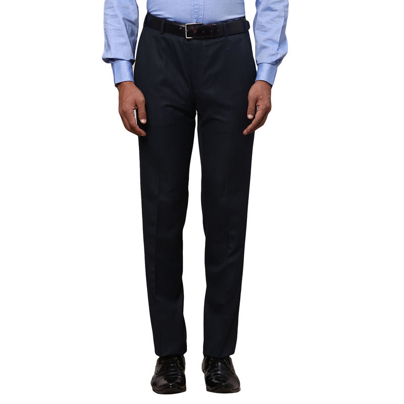 Raymond Slim Fit Stripe Black Trousers (38)