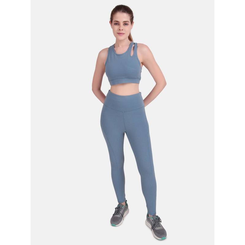 Wear Jukebox Edge Move Bra and Tight Women Blue Stone (S)