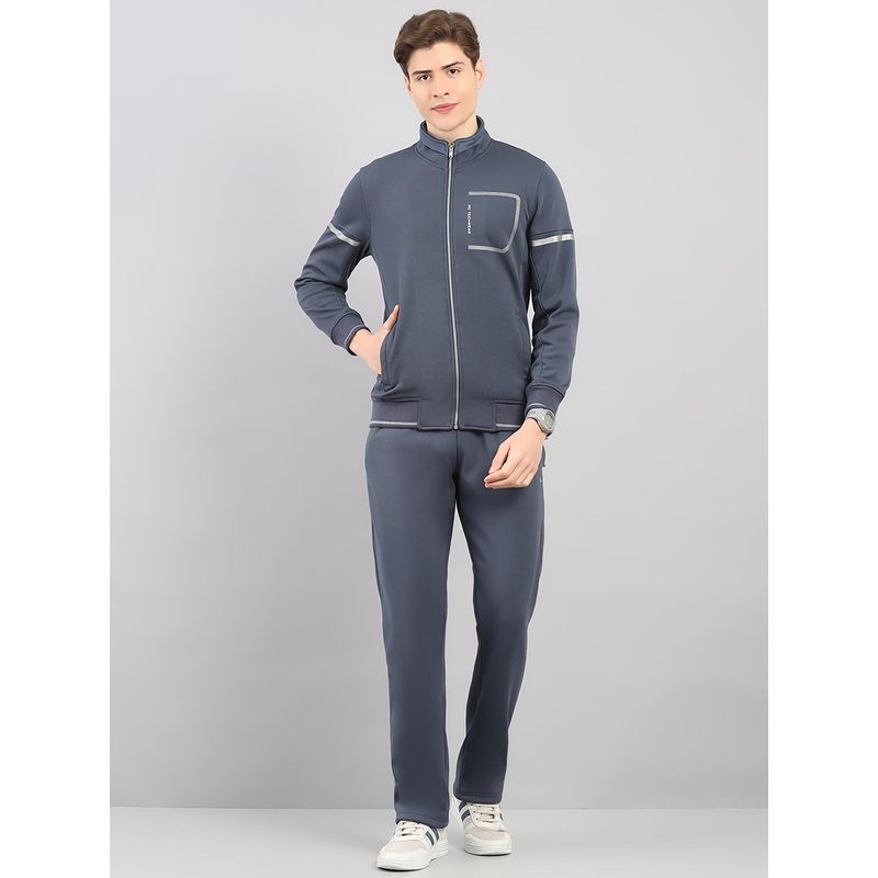 Monte Carlo Men'S Regular Fit Grey Stand Collar Full Sleeve Jacket and Trackpant (M)