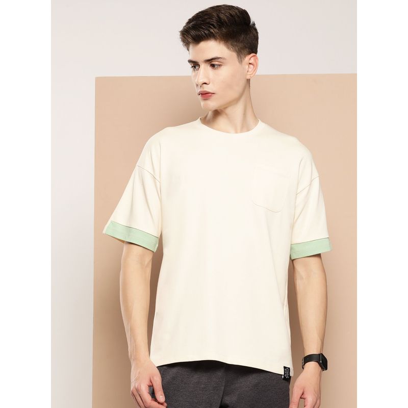 Alcis Men Typography Drop-Shoulder Sleeves T-Shirt (M)