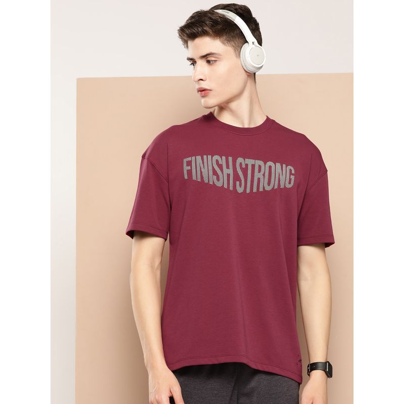 Alcis Men Typography Drop-Shoulder Sleeves Dry Tech T-Shirt (L)