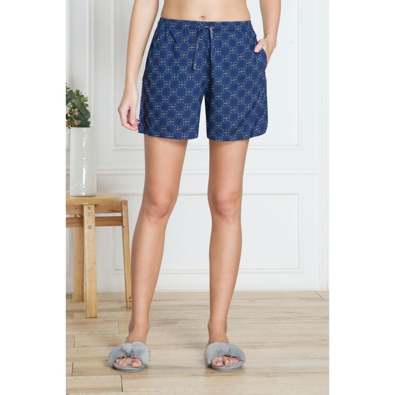 Van Heusen Women Functional Pocket & Drawstring Waist Lounge Shorts - Blue (M)