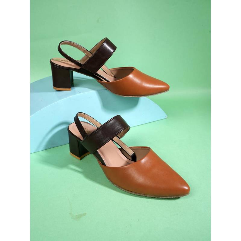 MOZAFIA Women Sandal Heels - Tan (EURO 36)