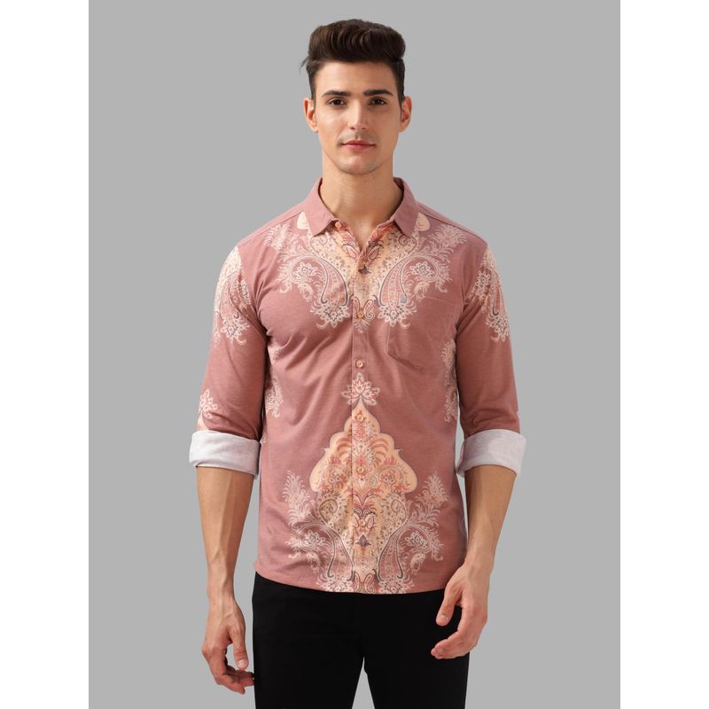 BULLMER Trendy Pink Regular Fit Printed Causal Full Sleeve Shirt for Men (M)