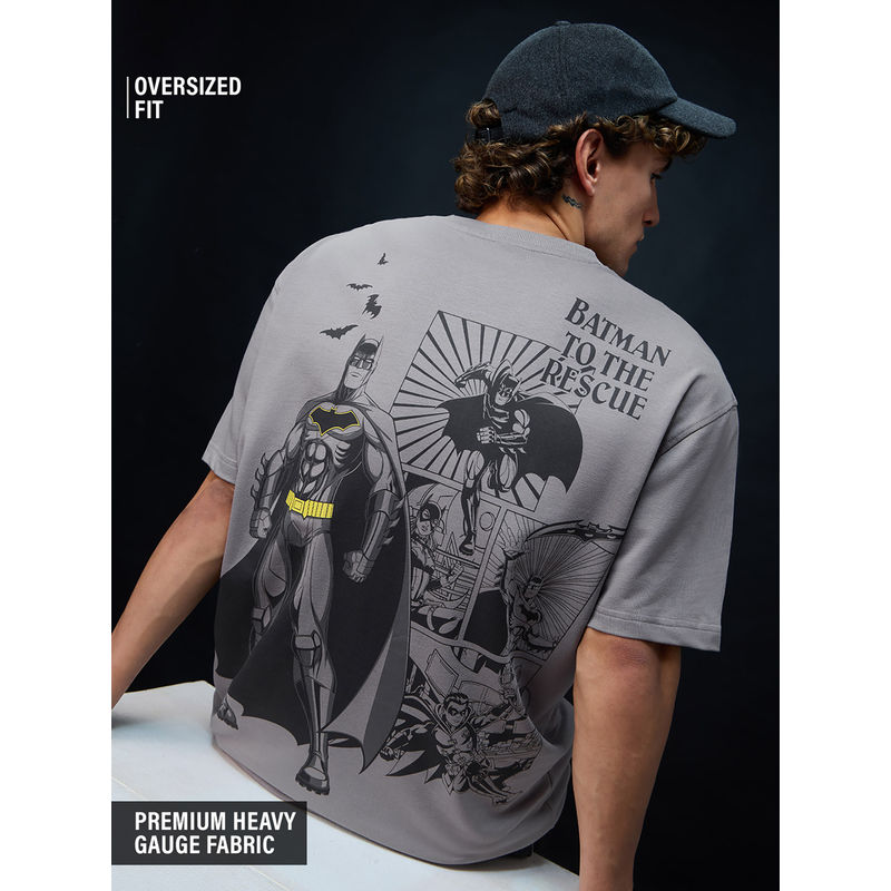 The Souled Store Official Dc Comics: Batman To The Rescue Men Oversized Half Sleeves T-shirt (L)