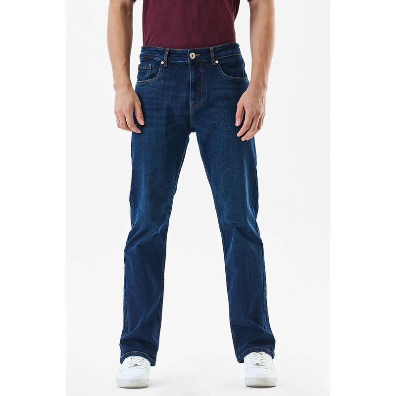 Snitch Dark Blue Washed Straight Casual Jeans for Men (34)