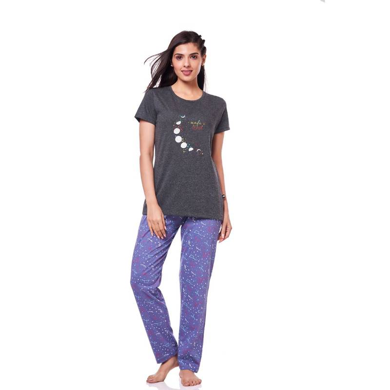 July Nightwear For Women Cotton Cosmic T-Shirt - Pyjama-Pc833 - Anthra (L)