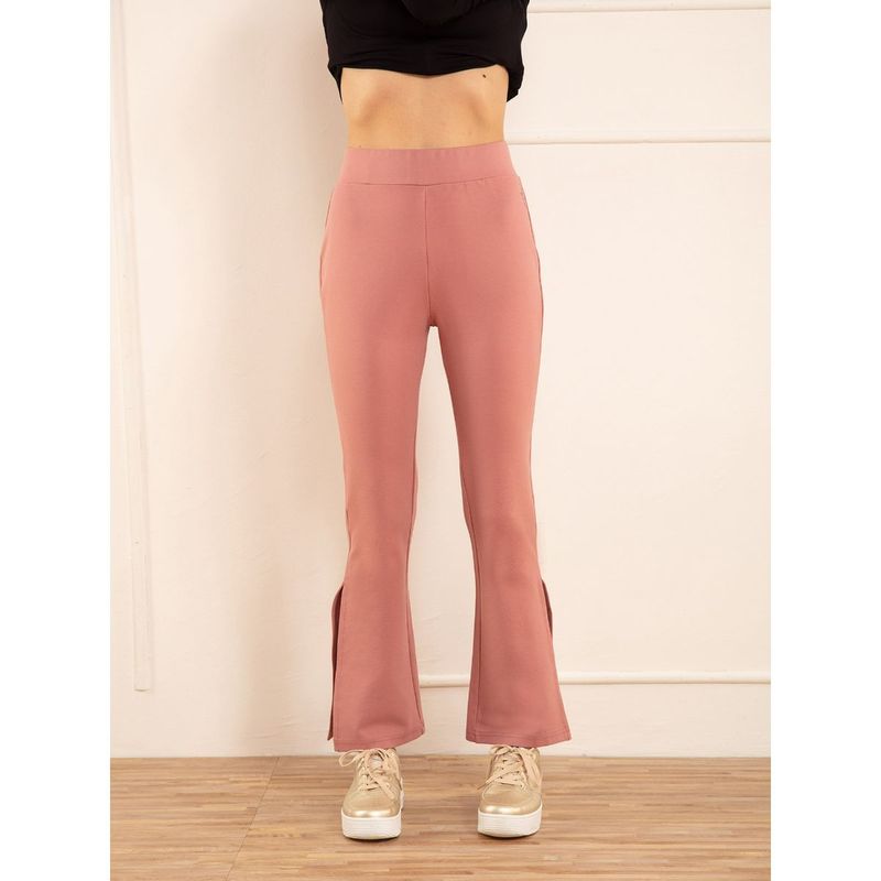 Nykd by Nykaa High Waisted Flared Pants- NYAT234 Dusty Rose (L)