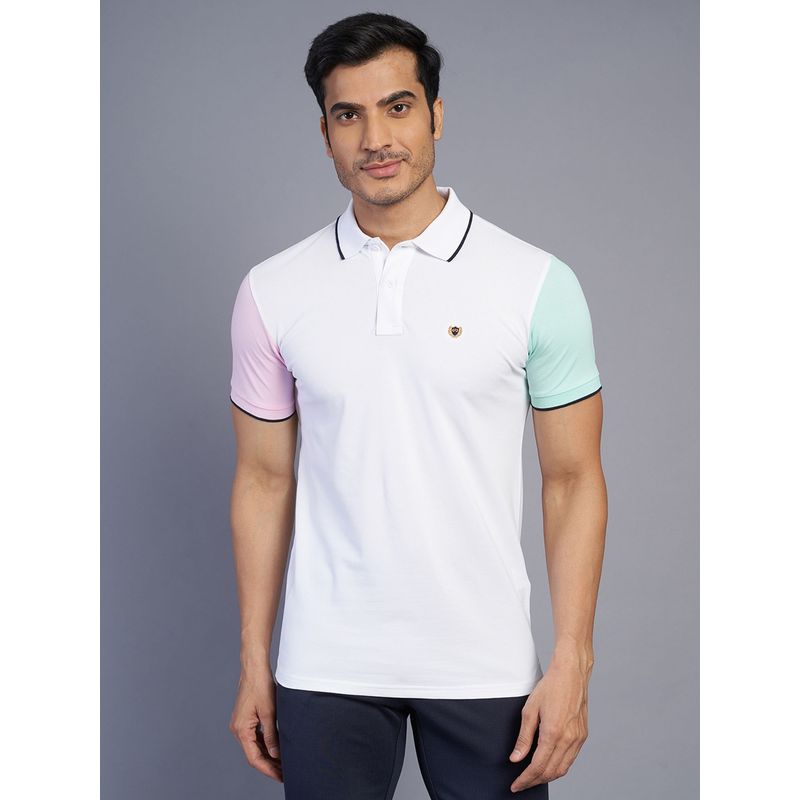 JadeBlue Men's White Slim Fit Cotton Polo T-Shirt (42)