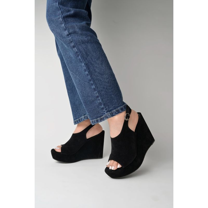 Buy Shoetopia Women Stylish Casual Black Wedges Online