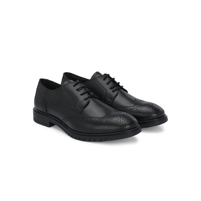 Delize Mens Black Brogue Shoes (UK 10)