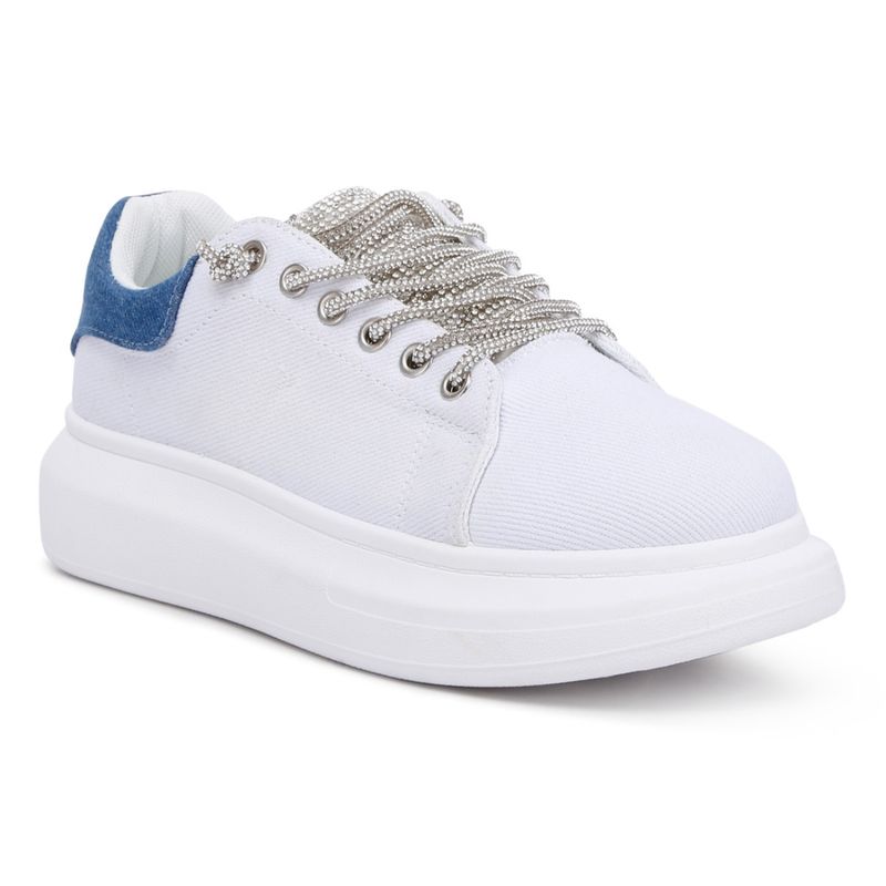 London Rag Rhinestones White Lace Up Sneakers (EURO 37)