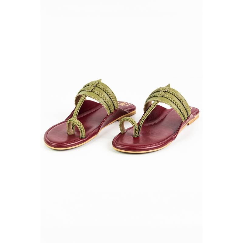 PREET KAUR Women Green Flats (EURO 36)