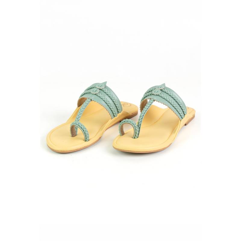 PREET KAUR Women Green Flats (EURO 36)