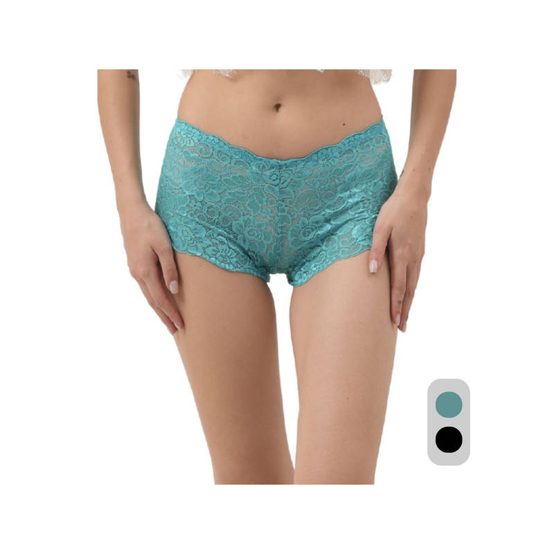 Da Intimo Multi-Color Multi-Color Lace Mid Waist Boyshorts Panty (Pack of 2) (S)