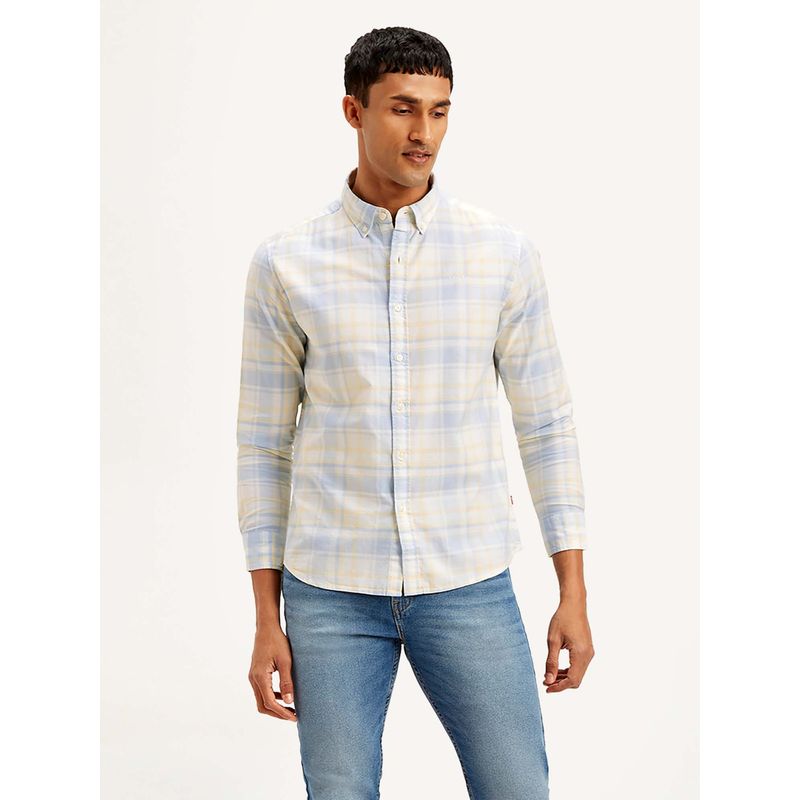 Levi's Blue Men's Checkered Slim Fit Shirt (2XL)
