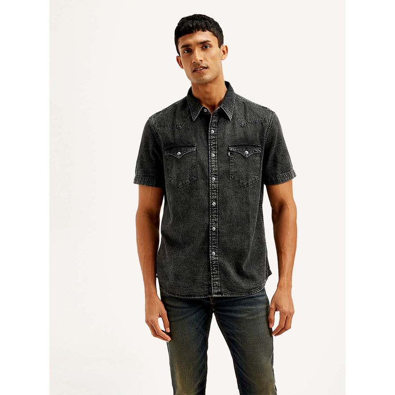 Levi's Charcoal Men's Washed Slim Fit Shirt (S)