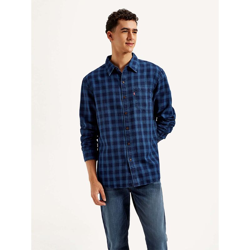 Levi's Men's Curran Regular-Fit Plaid Shirt Blue Size Medium