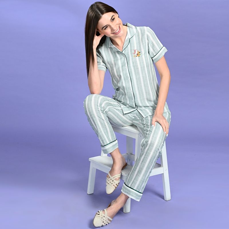 July Nightwear Women Rayon Green Shirt - Pyjama-WPC418 (S)