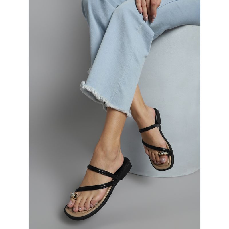 Truffle Collection Black Embellished Flats (UK 3)