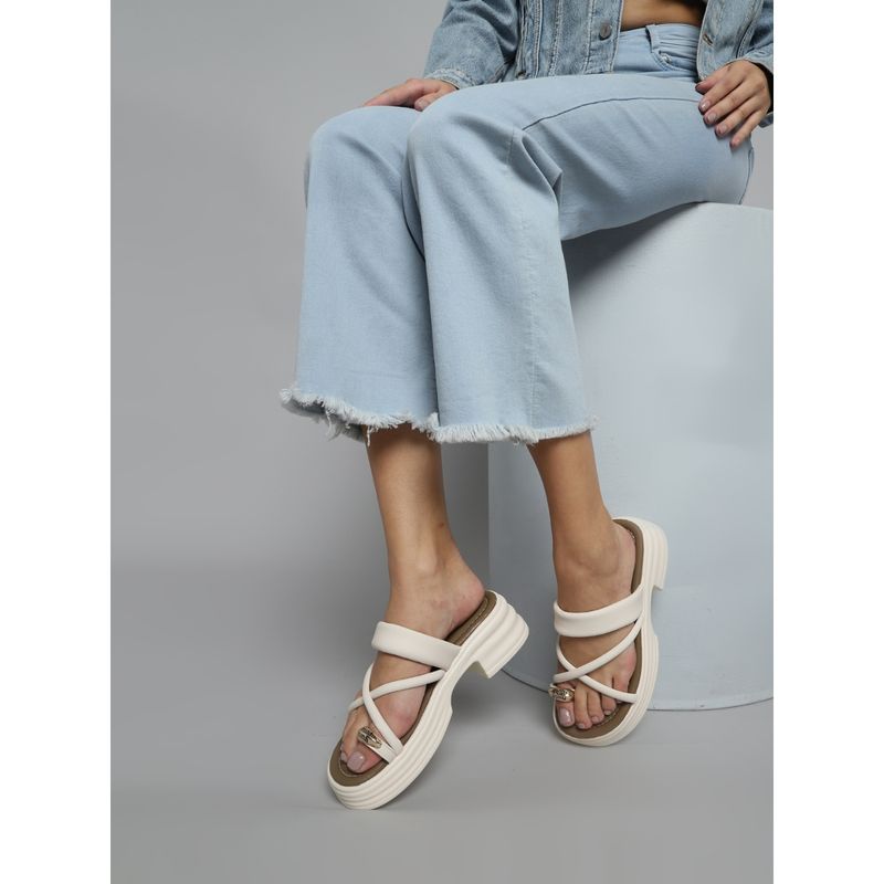 Truffle Collection Cream Embellished Sandal Heels (UK 3)