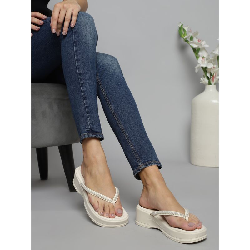 Truffle Collection Cream Embellished Sandal Heels (UK 3)