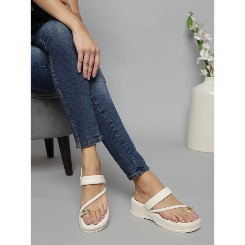 Truffle Collection Cream Embellished Sandal Heels (UK 5)