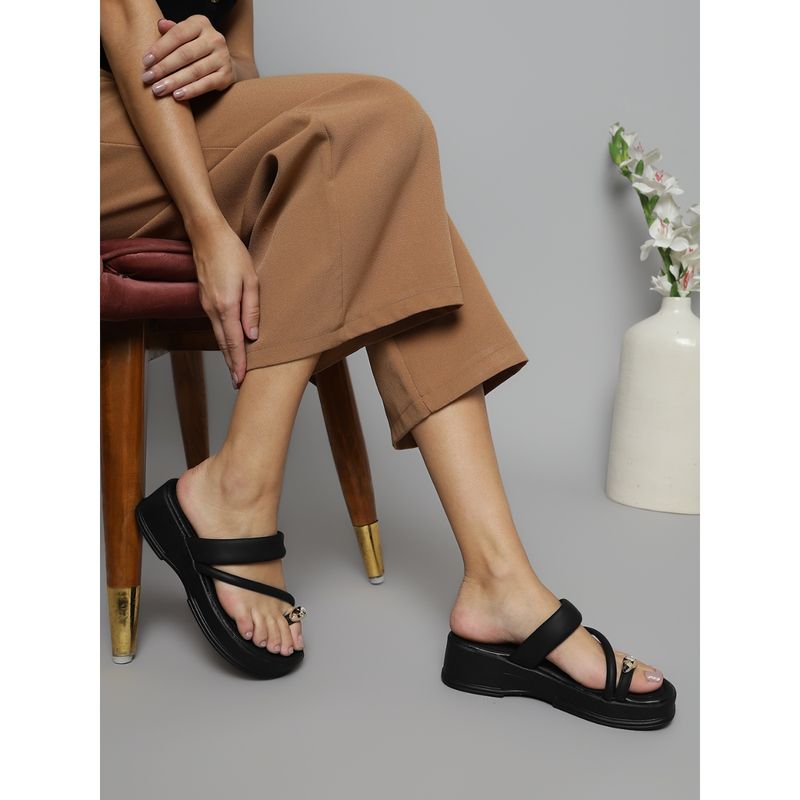 Truffle Collection Black Embellished Sandal Heels (UK 4)