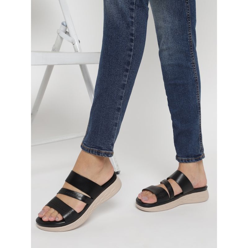 Truffle Collection Black Solid Sandals (UK 3)