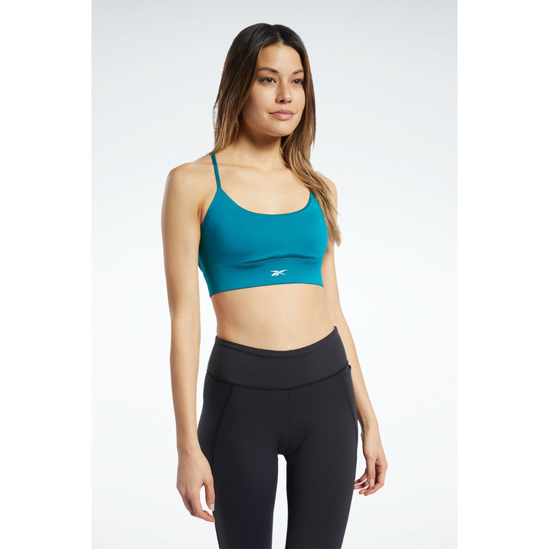 Reebok Womens WOR New Tri Back Sports Bra Pad Blue (XL)