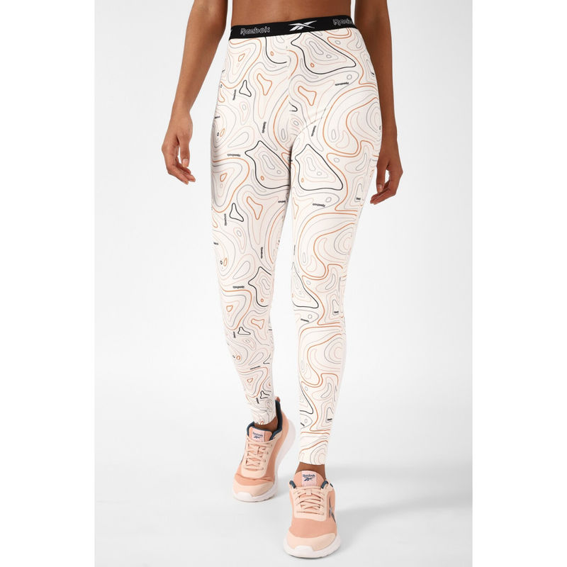 Reebok Women YG AOP Tights Abstract Off White (L)