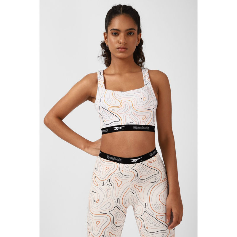 Reebok Women YG AOP Sports Bra Off White (XS)