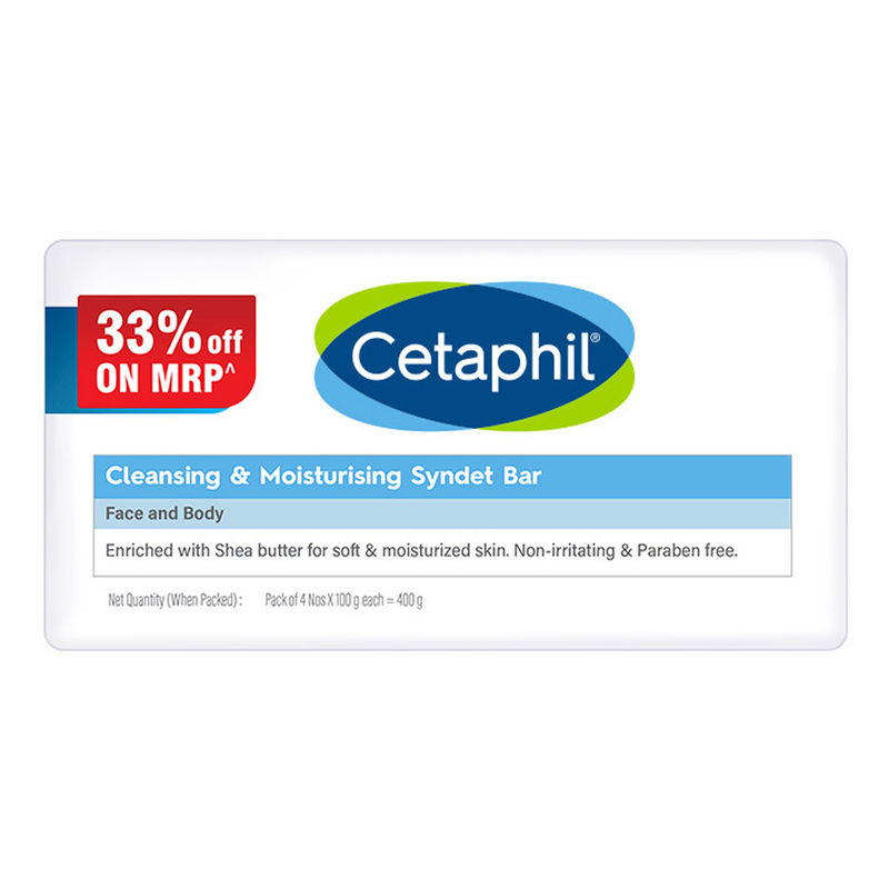 Cetaphil Cleansing Moisturizing Syndet Bar - Pack of 4