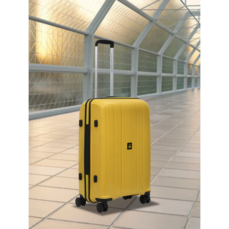 United Colors of Benetton Wayfarer Unisex Hard Luggage Yellow, TSA Lock Trolley Bag (L)