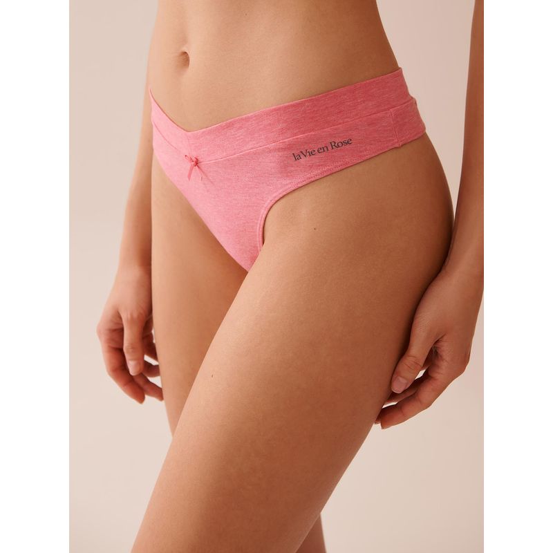 La Vie En Rose Cotton Thong Panty Pink (S)