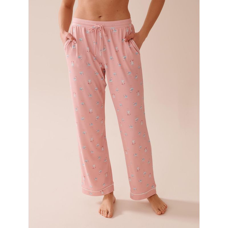 La Vie En Rose Seagull Print Super Soft Pyjama Pants Pink (XS)