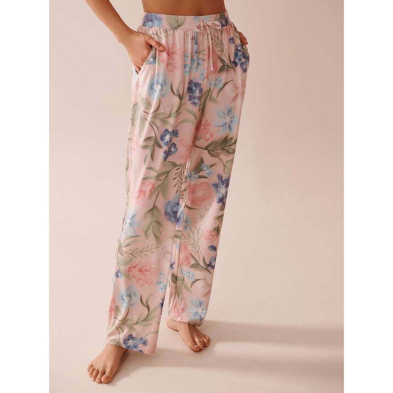 La Vie En Rose Watercolour Flower Print Super Soft Pyjama Pants Pink (S)