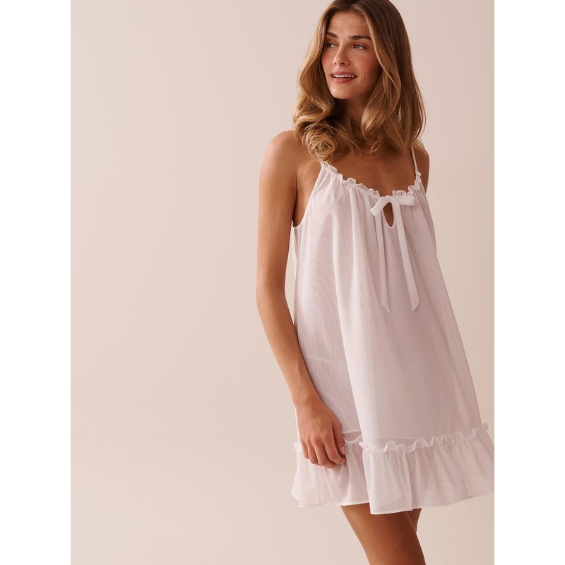 La Vie En Rose Short Mesh Nighty White (S)