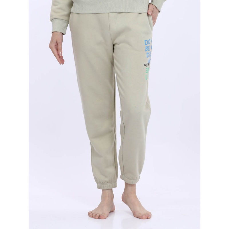 MAYSIXTY Women Fleece Cream Fashion Jogger (S)