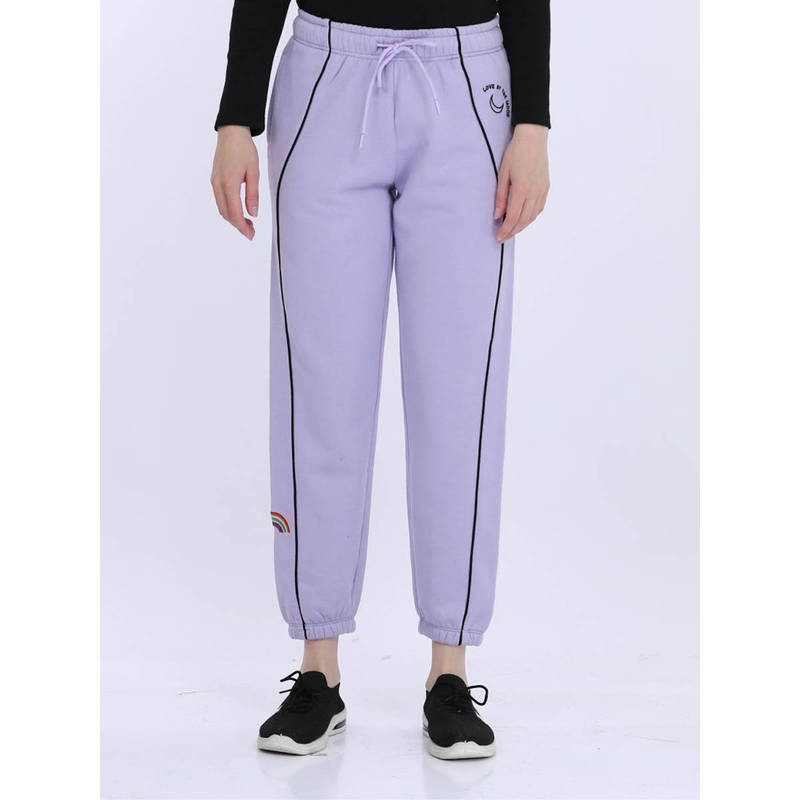 MAYSIXTY Women Fleece Purple Fashion Jogger (M)