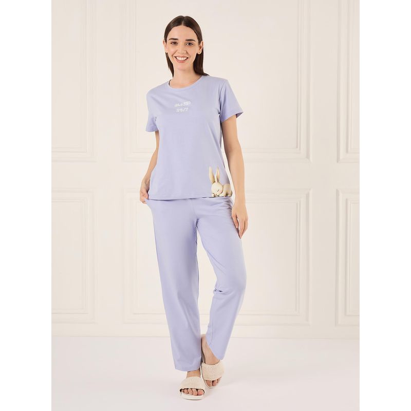 Sweet Dreams Womens Printed Pyjama With Top Lavender (S)