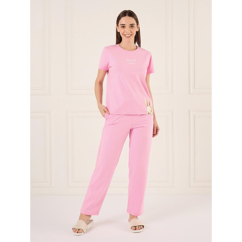 Sweet Dreams Womens Printed Pyjama With Top Pink (S)